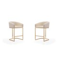 Manhattan Comfort Louvre Counter Stool in Cream and Titanium Gold (Set of 2) 2-CS009-CR